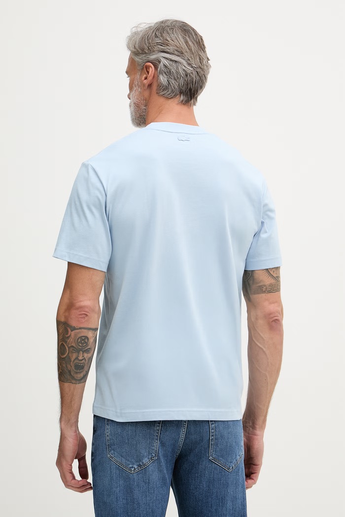 Ρούχα Lacoste t-shirt ανδρικό βαμβακερό TH1427 μπλε