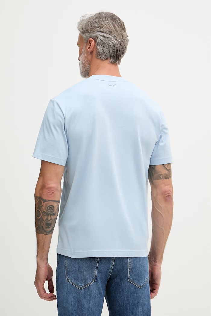 Ρούχα Lacoste t-shirt ανδρικό βαμβακερό TH1427 μπλε