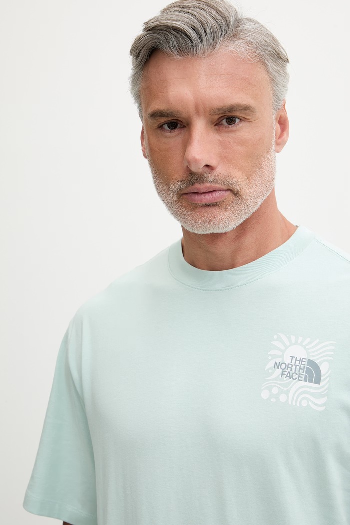 The North Face тениска мъжка от памук SUN OVERSIZE зелен NF0A8GA0G701