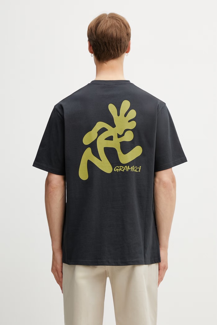 Gramicci RUNNING MAN TEE tricou basic de bumbac pentru bărbați negru G6SU.T107.