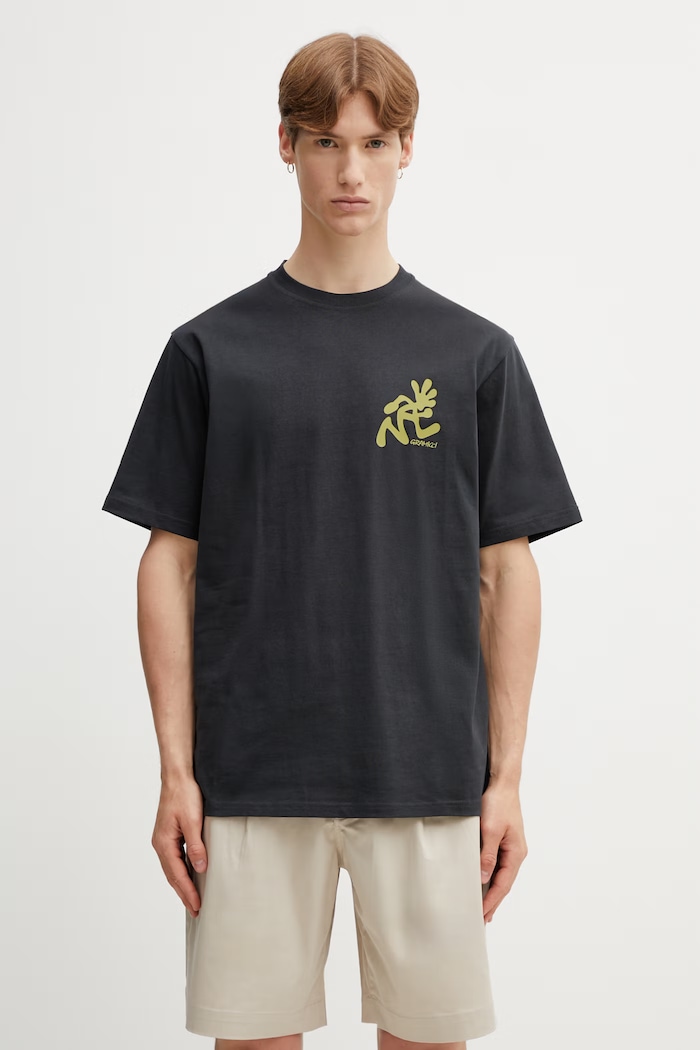 Îmbrăcăminte Gramicci RUNNING MAN TEE tricou basic de bumbac pentru bărbați G6SU.T107. negru