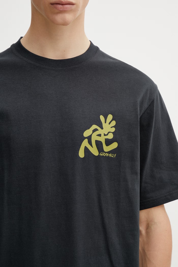 Gramicci RUNNING MAN TEE tricou basic de bumbac pentru bărbați negru G6SU.T107.