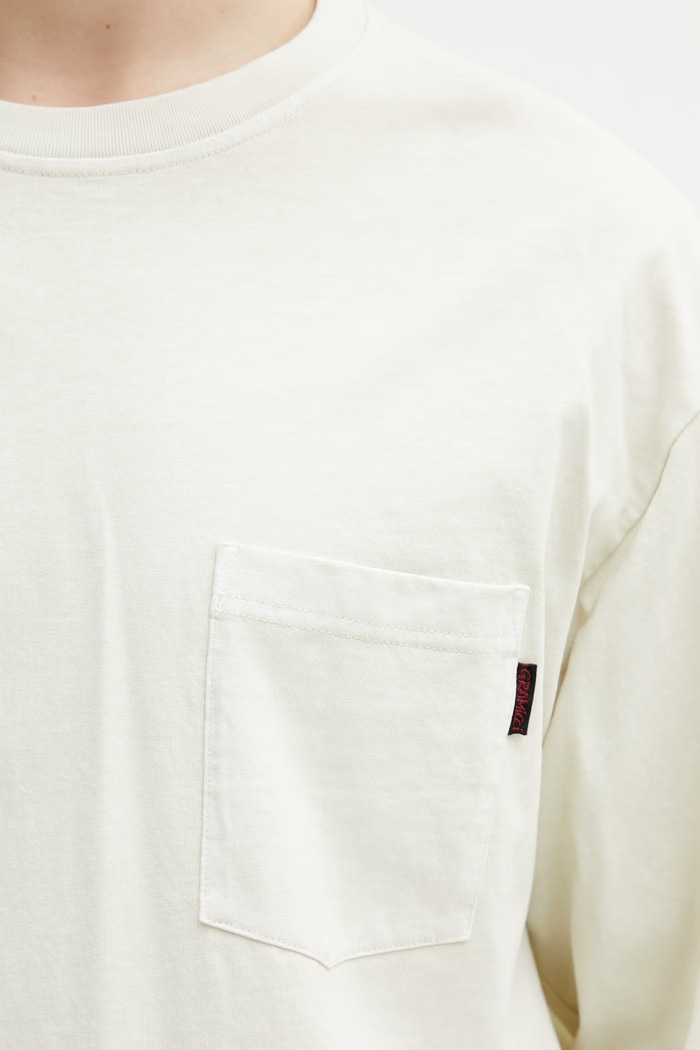 Gramicci L/S POCKET TEE PIGMENT DYED tričko s dlouhým rukávem bavlněné pánské béžová G4FU.T093.