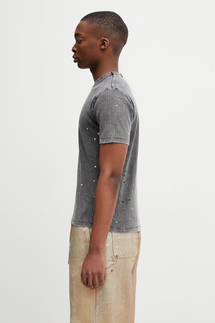 BEAMS T-shirt in cotone con elastan da uomo 1104.1430.139 grigio SS26