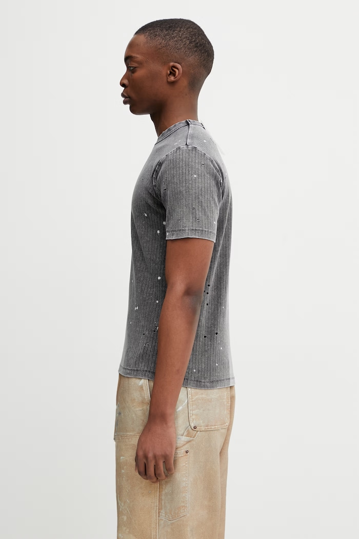BEAMS T-shirt in cotone con elastan da uomo 1104.1430.139 grigio SS26