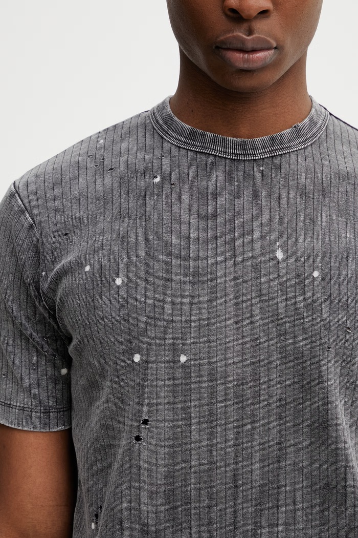 BEAMS T-shirt in cotone con elastan da uomo grigio 1104.1430.139