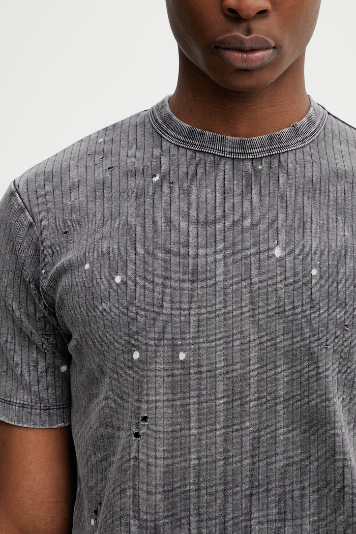BEAMS T-shirt in cotone con elastan da uomo grigio 1104.1430.139