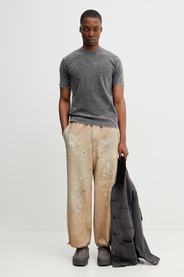 BEAMS T-shirt in cotone con elastan da uomo 1104.1430.139 grigio