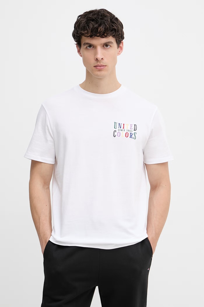 United Colors of Benetton t-shirt ανδρικό βαμβακερό λευκό 3UWFU10BV