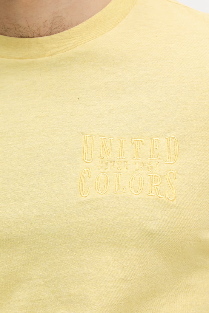 United Colors of Benetton t-shirt ανδρικό βαμβακερό 3UWFU10BV κίτρινο