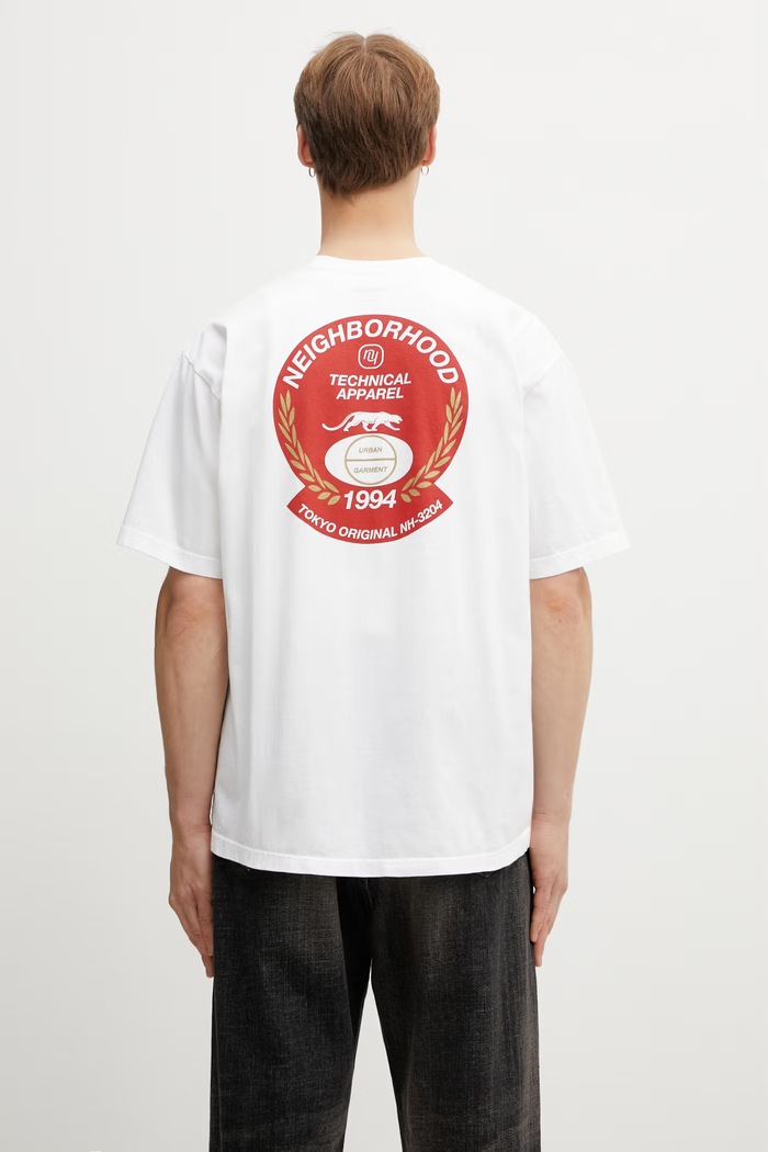 Neighborhood T-shirt bawełniany męski biały 261PCNH.ST06