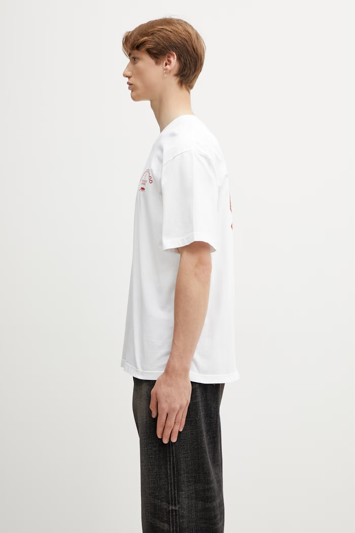 Neighborhood T-shirt bawełniany męski 261PCNH.ST06 biały SS26