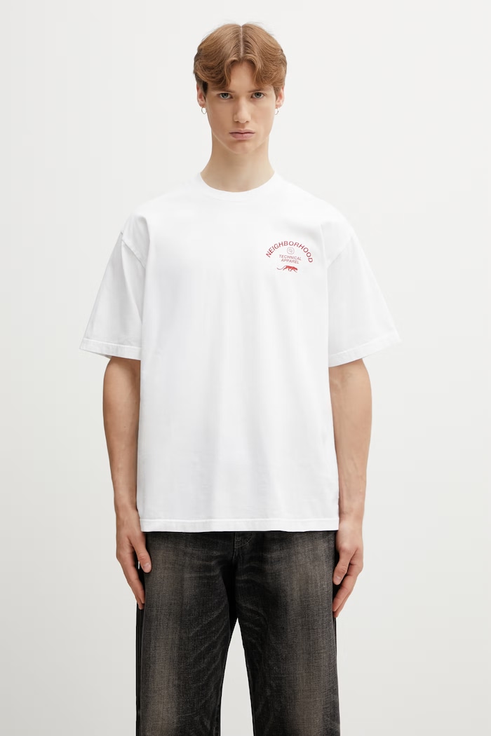 Odzież Neighborhood T-shirt bawełniany męski 261PCNH.ST06 biały