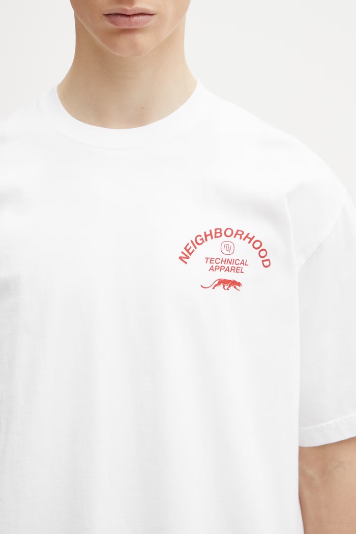 Neighborhood T-shirt bawełniany męski biały 261PCNH.ST06