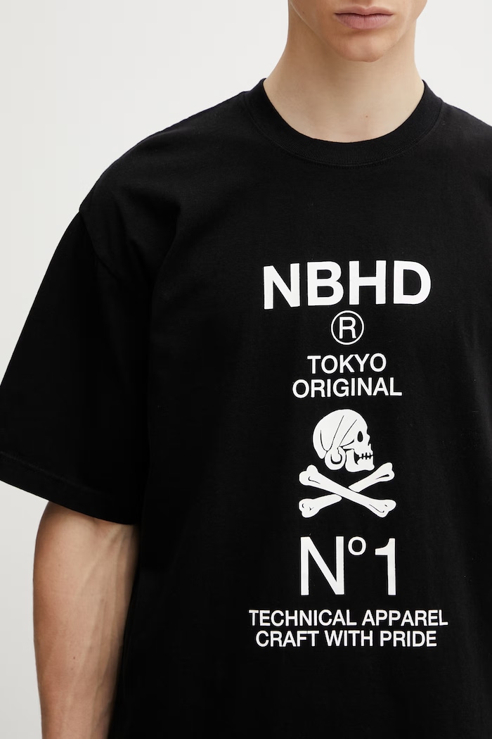 Neighborhood T-shirt cotton Men's black 261PCNH.ST08