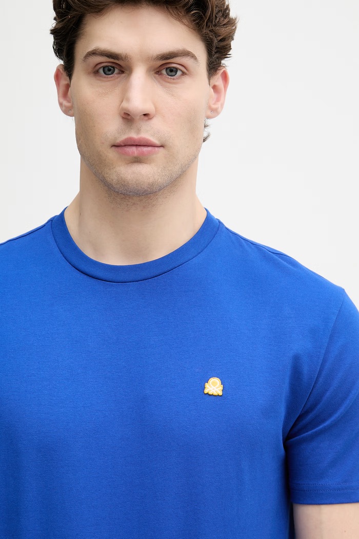 United Colors of Benetton T-shirt ανδρικό βαμβακερό μπλε 3MI5J1AF7.