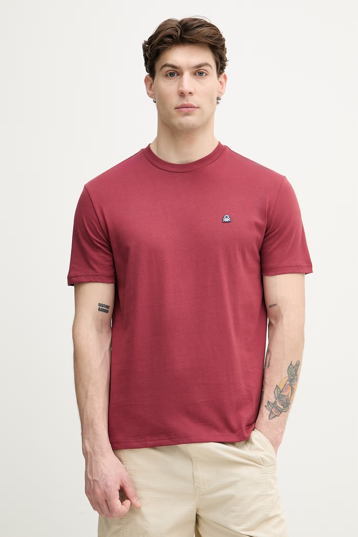 United Colors of Benetton T-shirt ανδρικό βαμβακερό μπορντό 3MI5J1AF7.