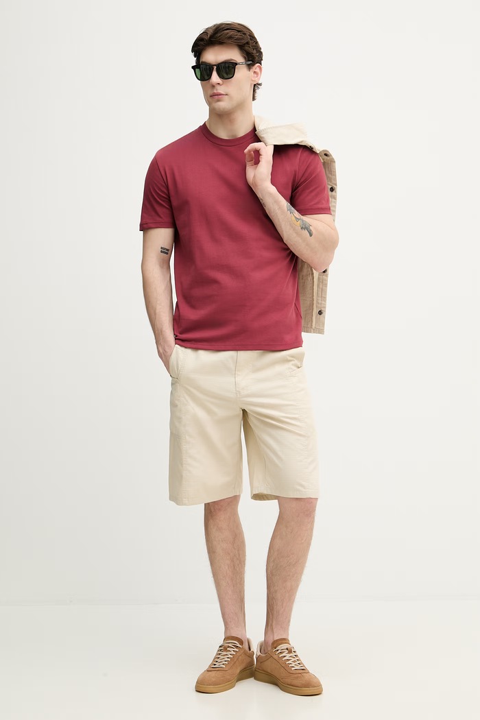 United Colors of Benetton T-shirt ανδρικό βαμβακερό 3MI5J1AF7. μπορντό SS26