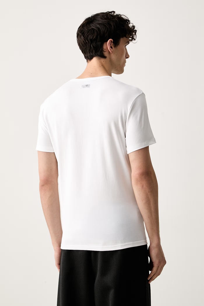 Odzież MM6 Maison Margiela T-shirt męski z bawełną MJM200020 biały