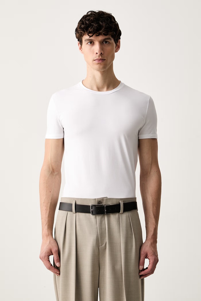 MM6 Maison Margiela T-shirt męski bawełniany z elastanem biały MJM4A0030