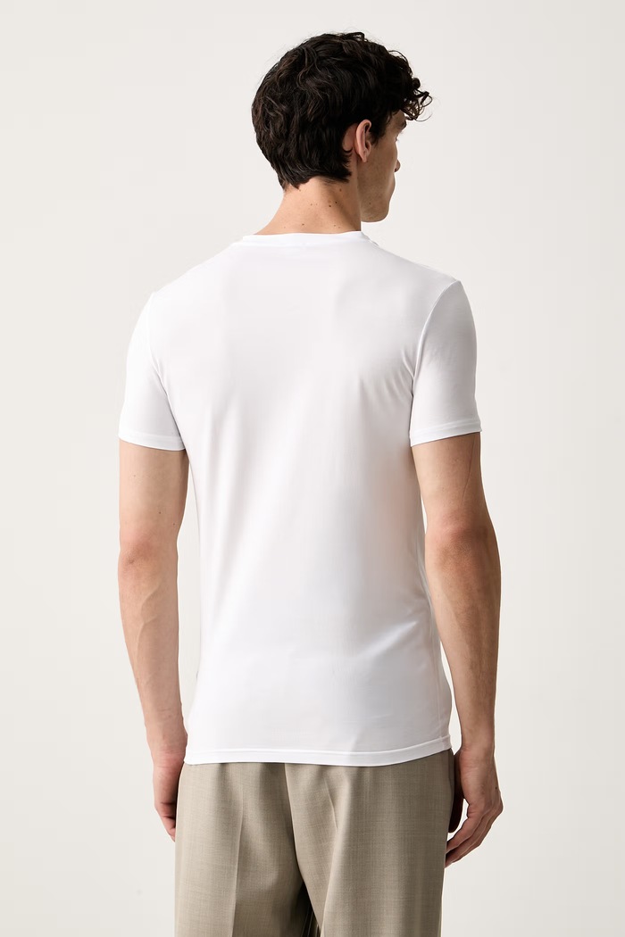 Odzież MM6 Maison Margiela T-shirt męski bawełniany z elastanem MJM4A0030 biały