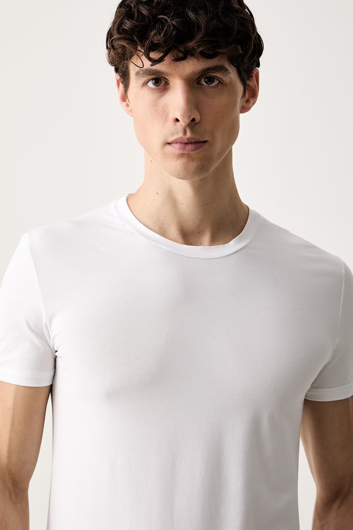 MM6 Maison Margiela T-shirt męski bawełniany z elastanem biały MJM4A0030