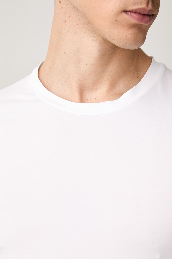 MM6 Maison Margiela T-shirt męski bawełniany z elastanem MJM4A0030 biały