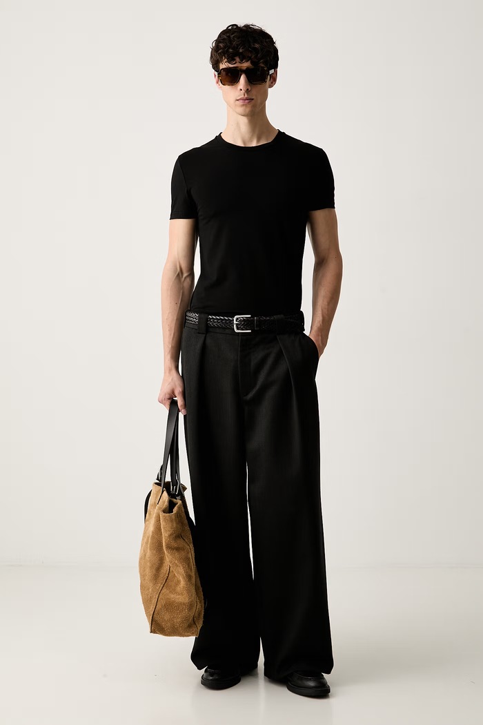 MM6 Maison Margiela T-shirt męski bawełniany z elastanem MJM4A0030 czarny SS26