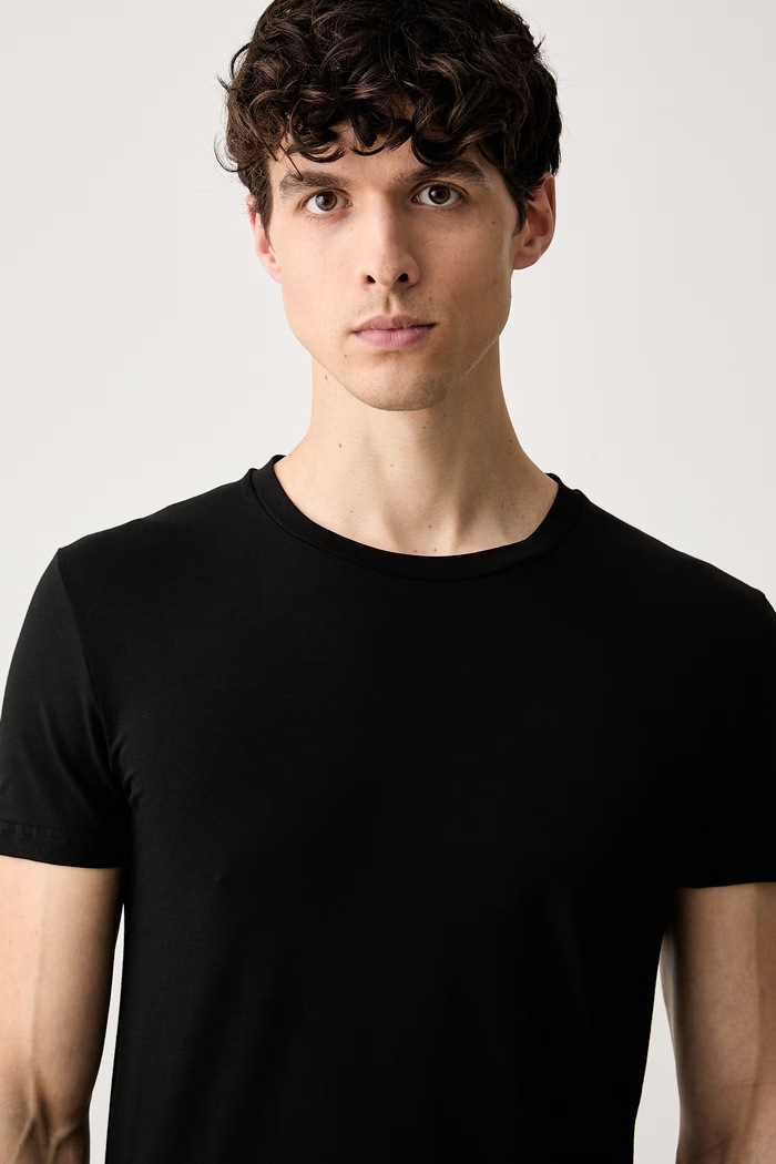 MM6 Maison Margiela T-shirt męski bawełniany z elastanem czarny MJM4A0030
