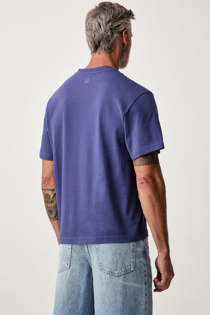 Odzież United Colors of Benetton T-shirt męski bawełniany 3MI5U10C8 niebieski