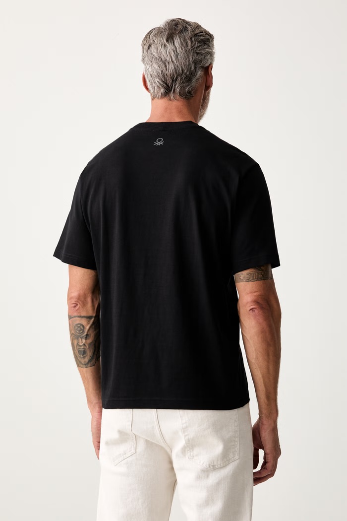 Odzież United Colors of Benetton T-shirt męski bawełniany 3MI5U10C8 czarny