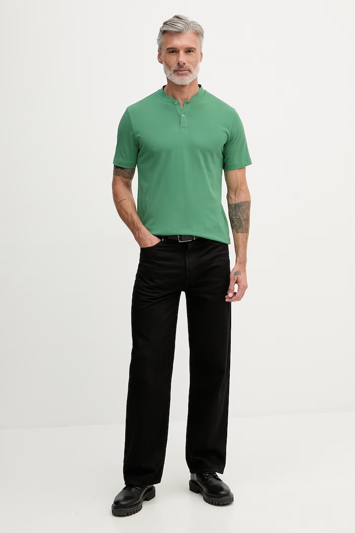 United Colors of Benetton polo męskie z bawełną 3QEXU10CC zielony SS26