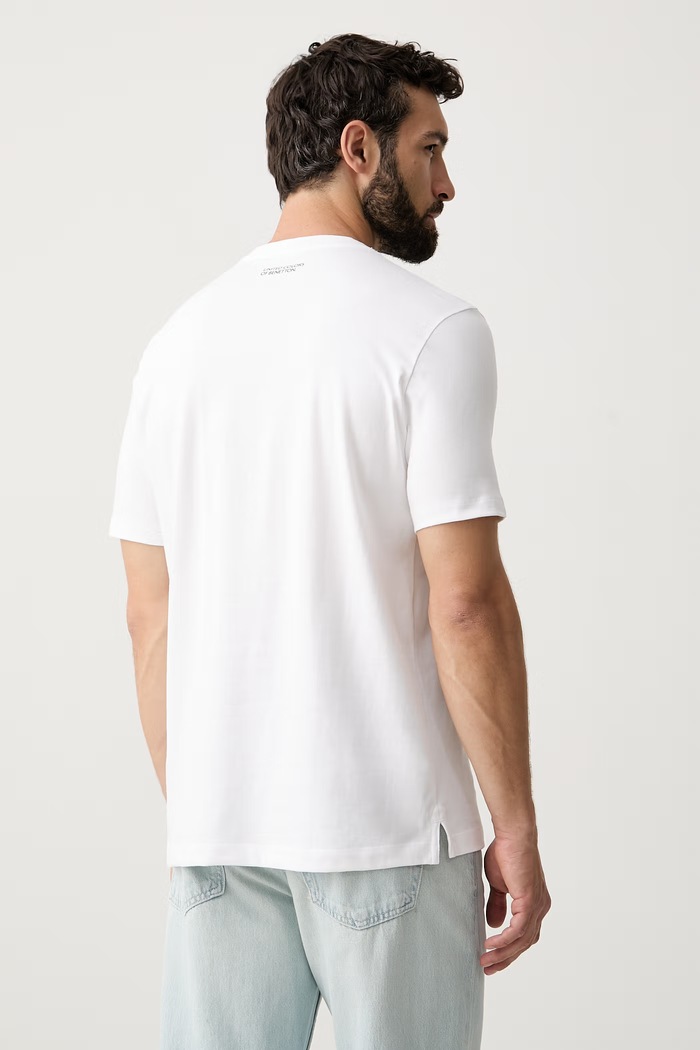 Odzież United Colors of Benetton T-shirt męski bawełniany 38ZZU10CA biały