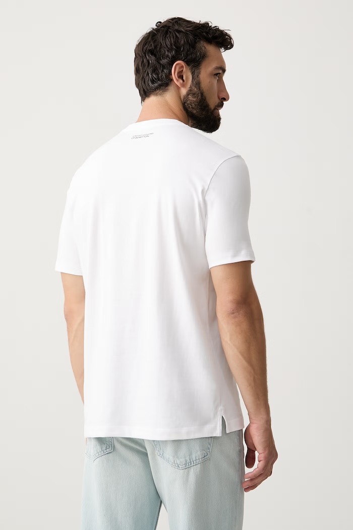 Odzież United Colors of Benetton T-shirt męski bawełniany 38ZZU10CA biały