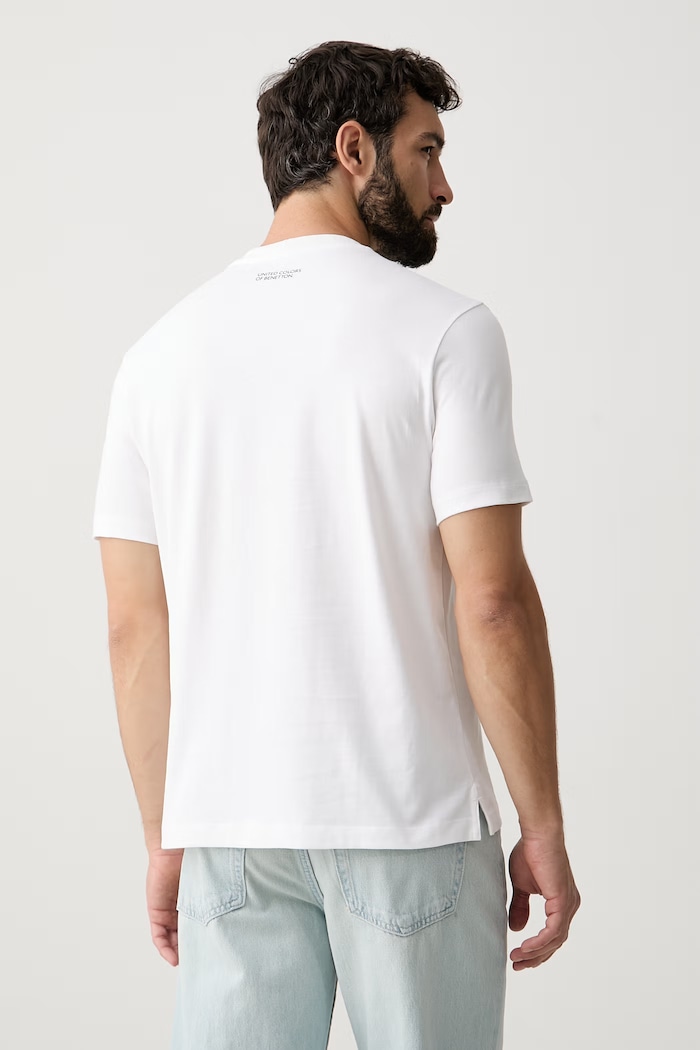 Odzież United Colors of Benetton T-shirt męski bawełniany 38ZZU10CA biały