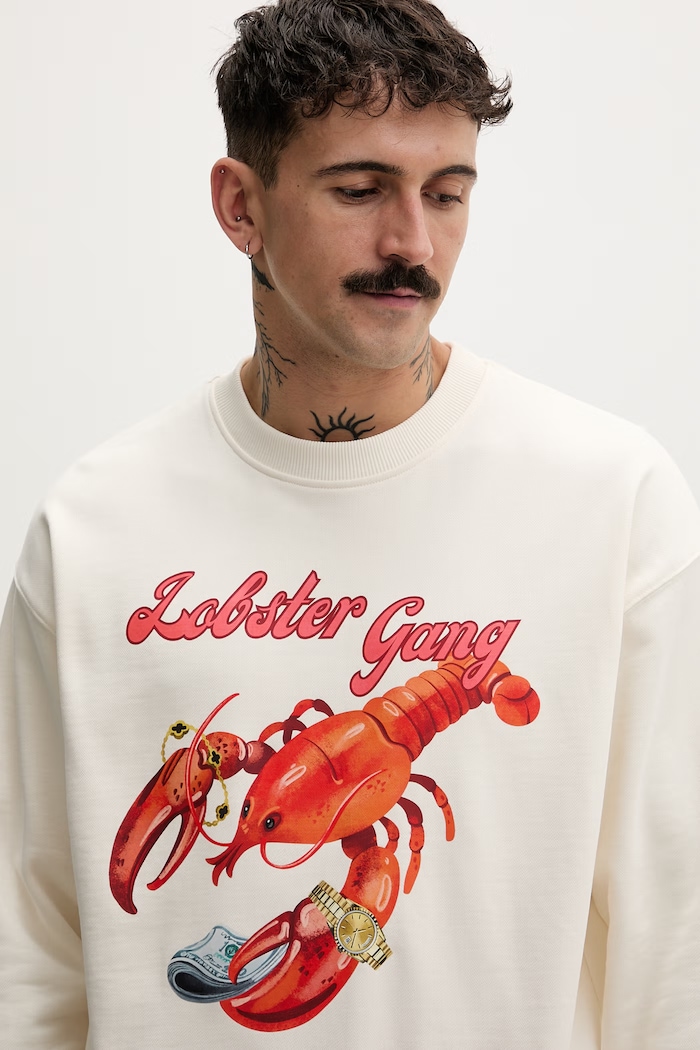 Baron Filou bluza męska bawełniana LOBSTER GANG beżowy 000015004