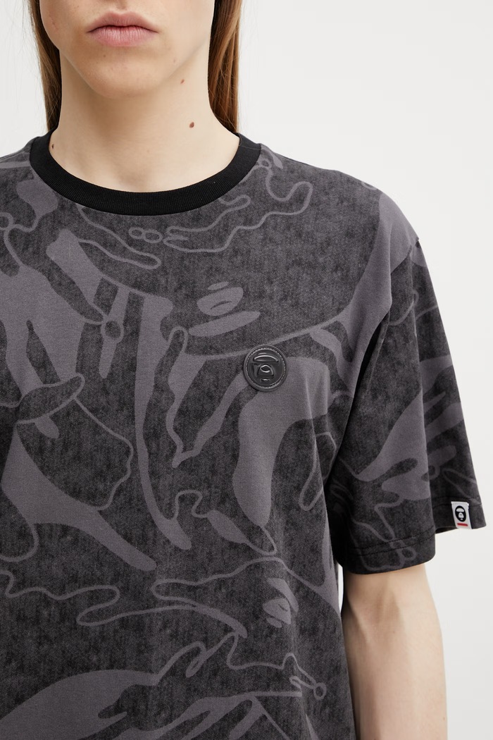 AAPE T-shirt bawełniany męski czarny AAPTEM1812XXQ