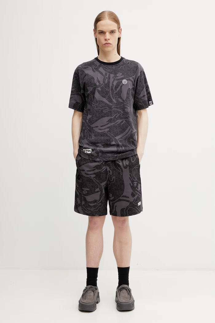 AAPE T-shirt bawełniany męski AAPTEM1812XXQ czarny
