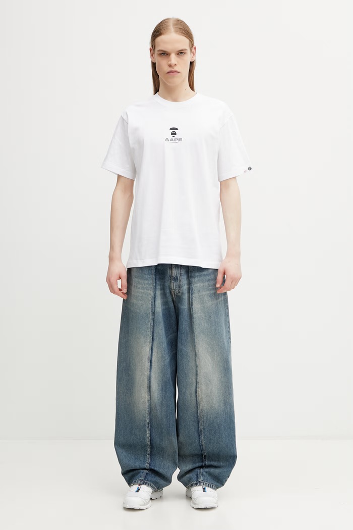 AAPE T-shirt bawełniany męski AAPTEM1841XXQ biały