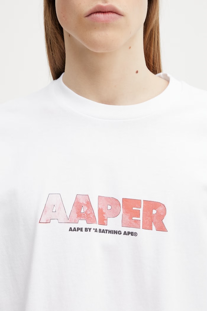 AAPE T-shirt męski bawełniany biały AAPTEM1821XXQ