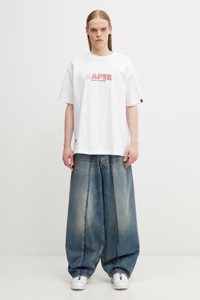 AAPE T-shirt męski bawełniany AAPTEM1821XXQ biały