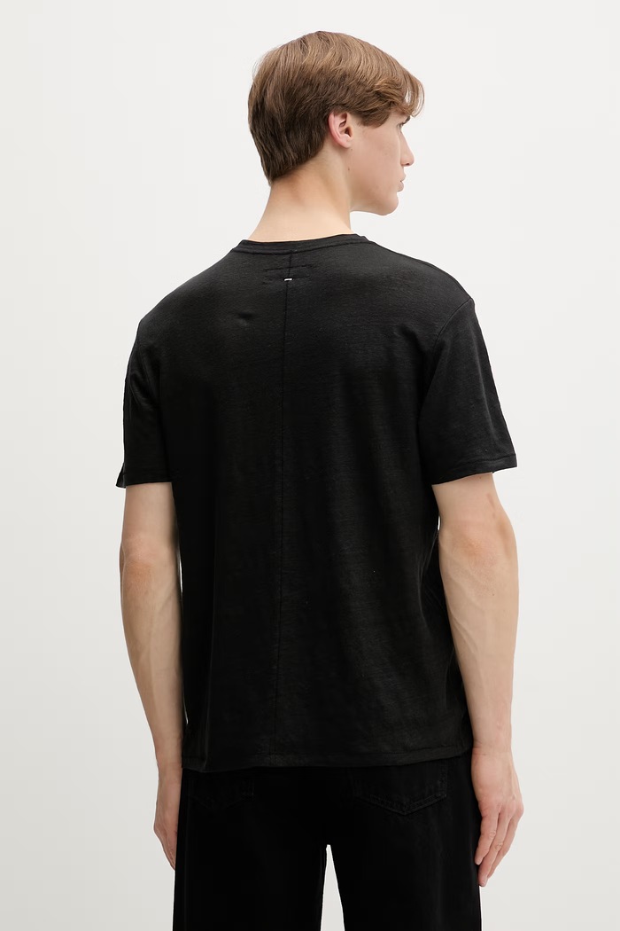 Oblečenie rag & bone tričko pánske ľanové RF2126ST2LM čierna