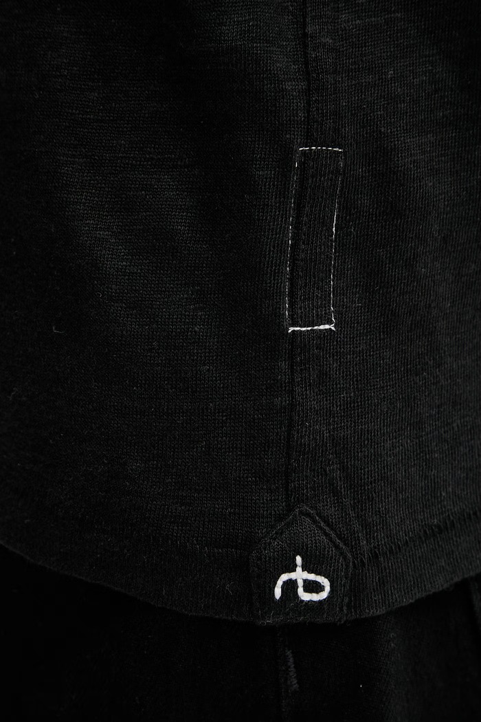 rag & bone tričko pánske ľanové RF2126ST2LM čierna
