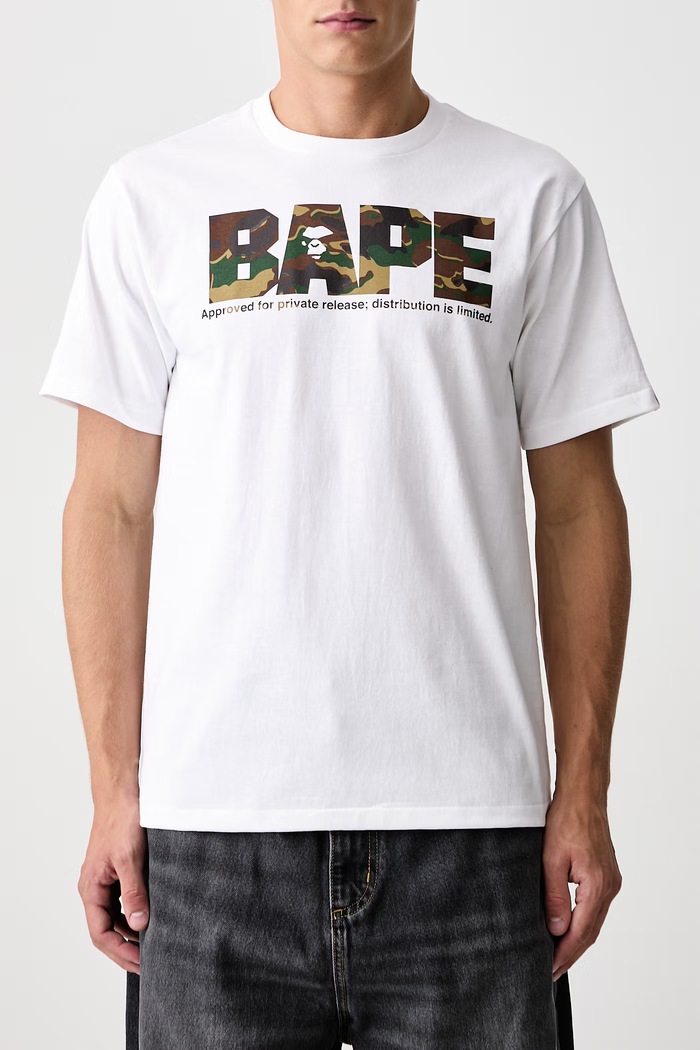 T-shirt bawełniany męski A Bathing Ape biały 001TEM301034M