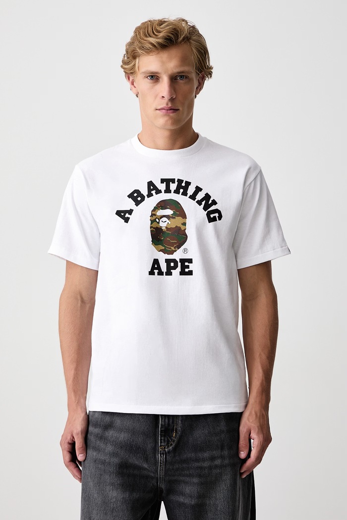 A Bathing Ape T-shirt bawełniany męski biały 001TEM301031M
