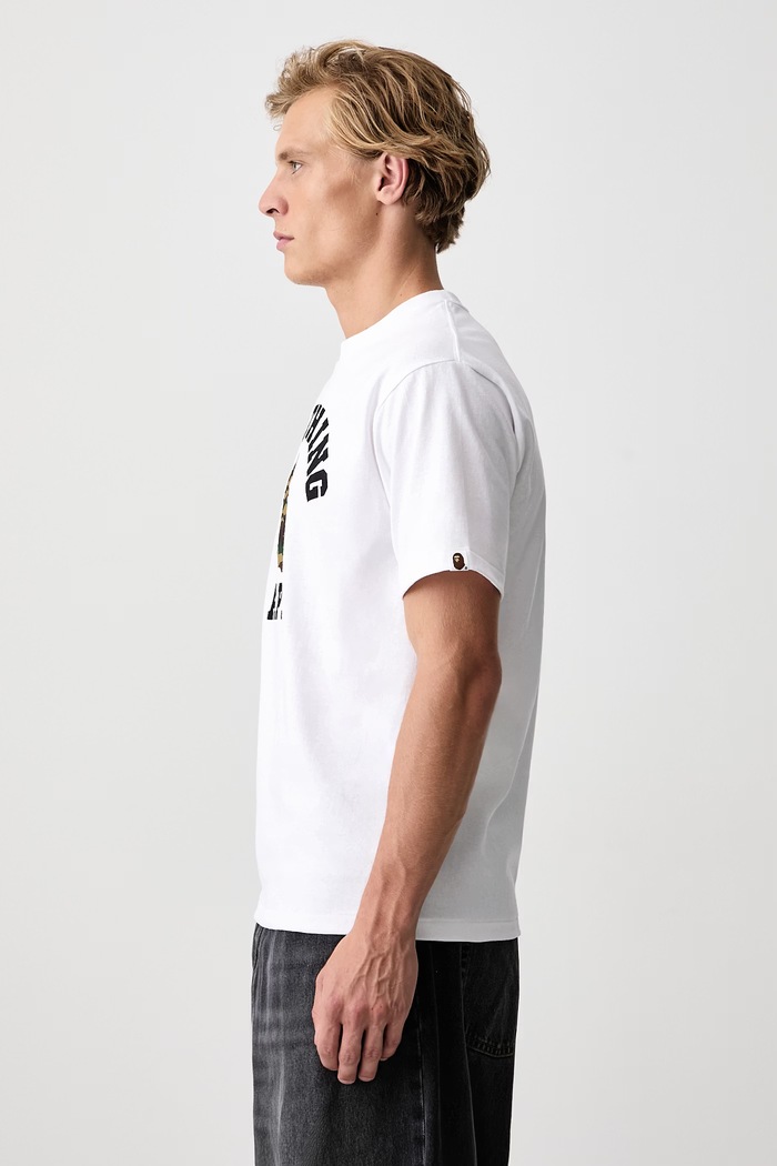 Odzież A Bathing Ape T-shirt bawełniany męski 001TEM301031M biały