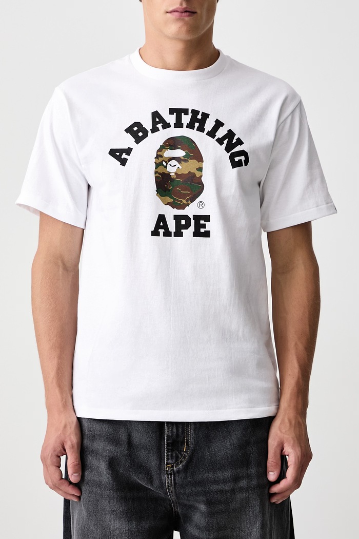 T-shirt bawełniany męski A Bathing Ape 001TEM301031M biały