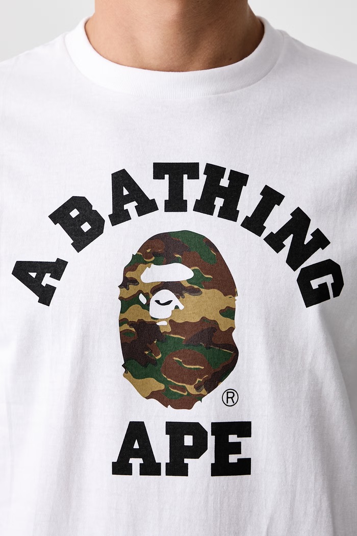 T-shirt bawełniany męski A Bathing Ape biały 001TEM301031M