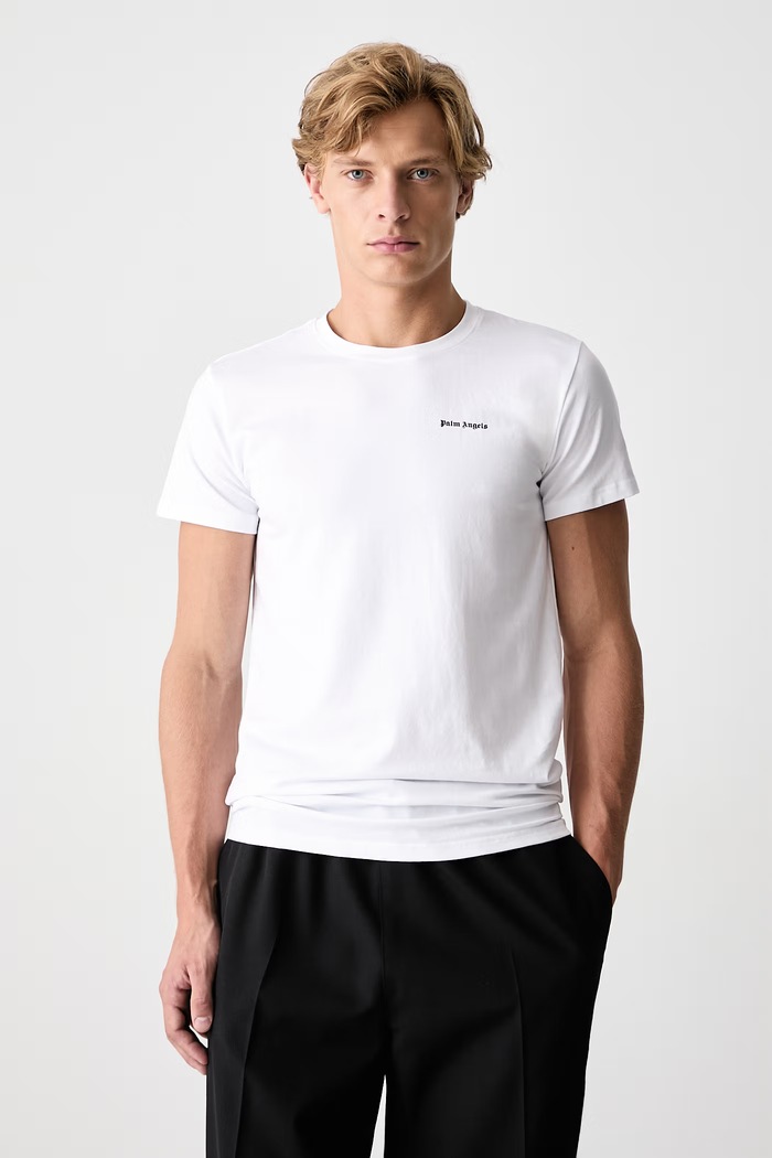 Palm Angels T-shirt basic damski bawełniany z elastanem biały PLA1UMBTS01BI