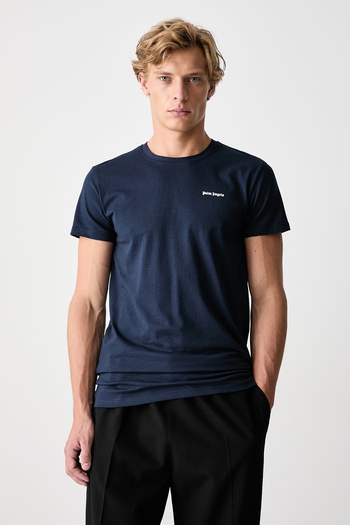 Palm Angels T-shirt basic damski bawełniany z elastanem granatowy PLA1UMBTS01BI